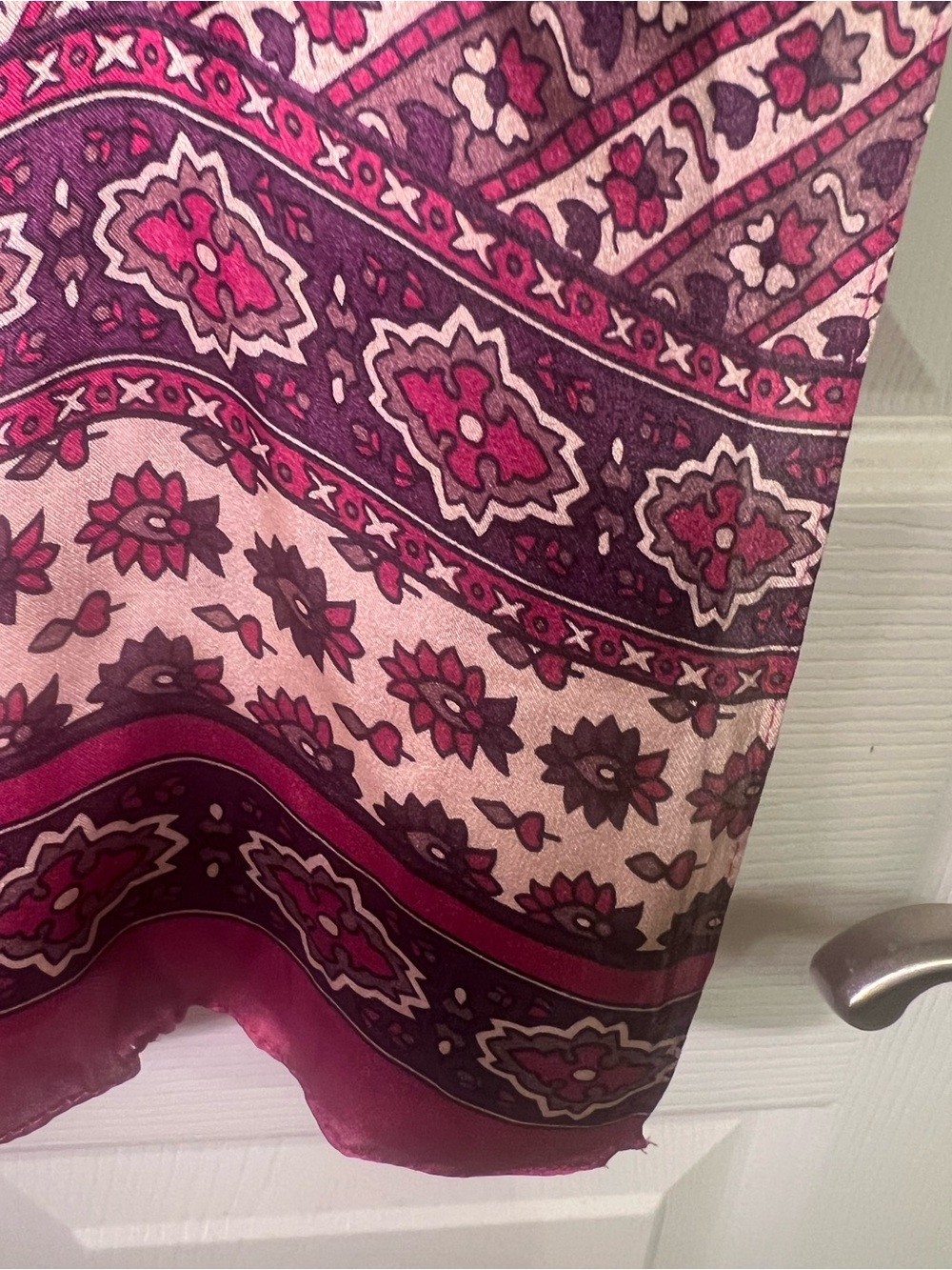 Vince Camuto Silk Floral Print Scarf Wrap in Magenta and Plum 70x17”